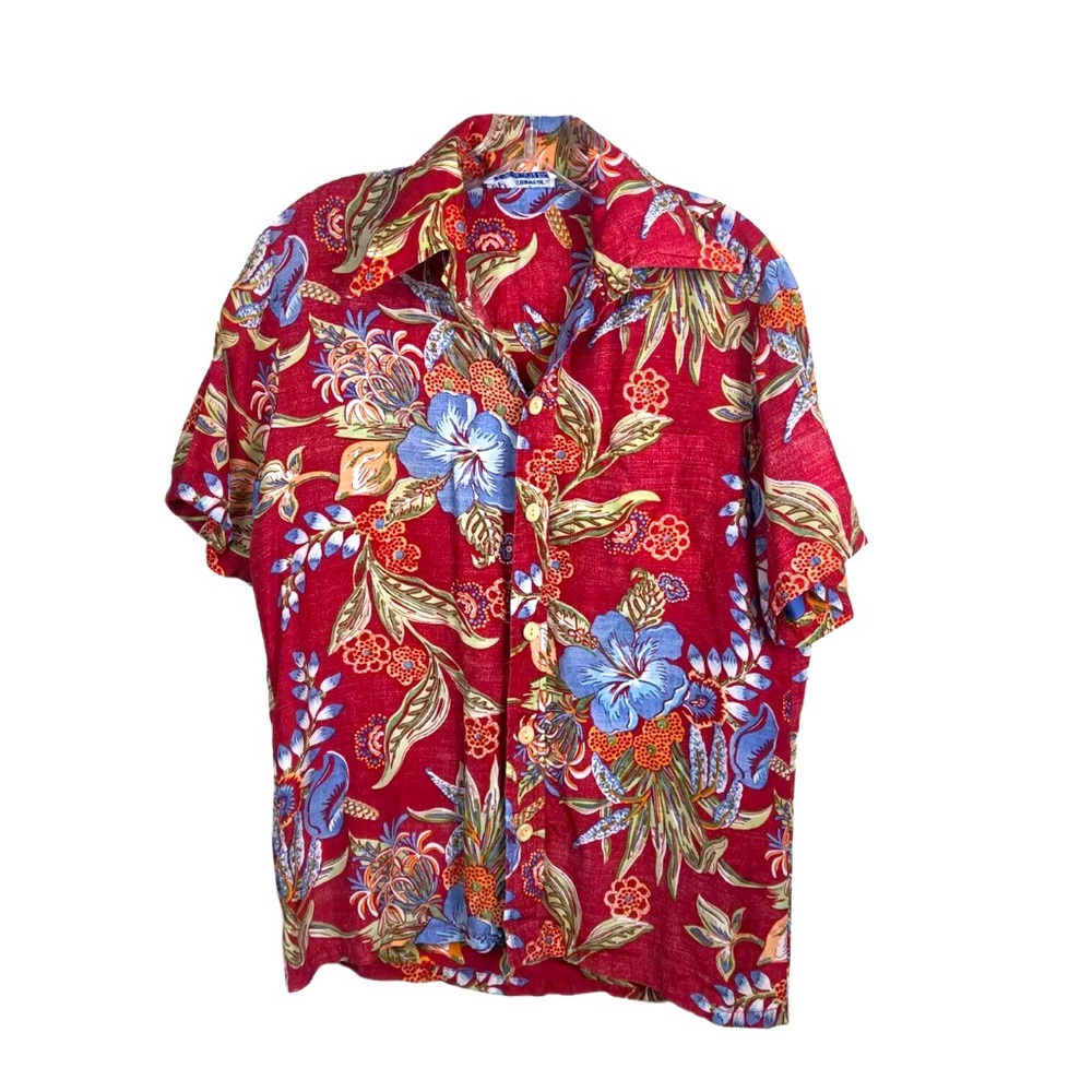 Ocean Pacific Sunwear OP Red Floral Hawaiian Shirt